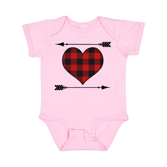 Inktastic Buffalo Plaid Valentines Day Heart Boys or Girls Baby Bodysuit