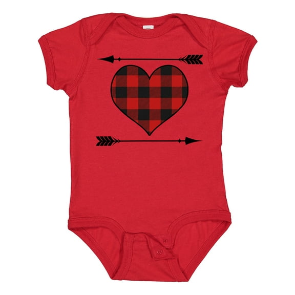 Inktastic Buffalo Plaid Valentines Day Heart Boys or Girls Baby Bodysuit