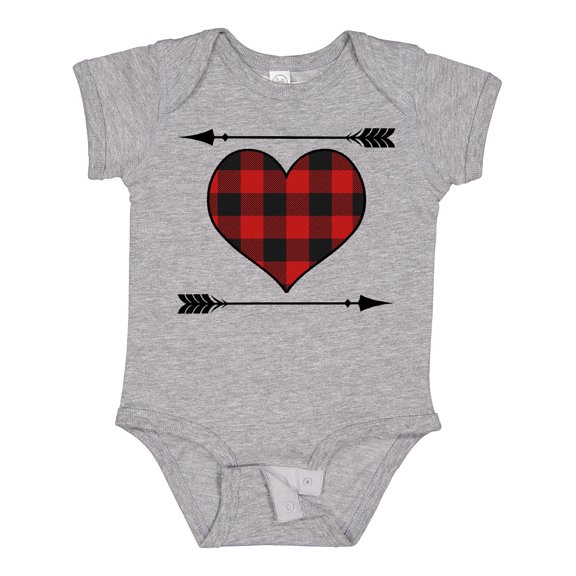 Inktastic Buffalo Plaid Valentines Day Heart Boys or Girls Baby Bodysuit