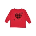 thumbnail image 1 of Inktastic Buffalo Plaid Valentines Day Heart Boys or Girls Long Sleeve Toddler T-Shirt, 1 of 5