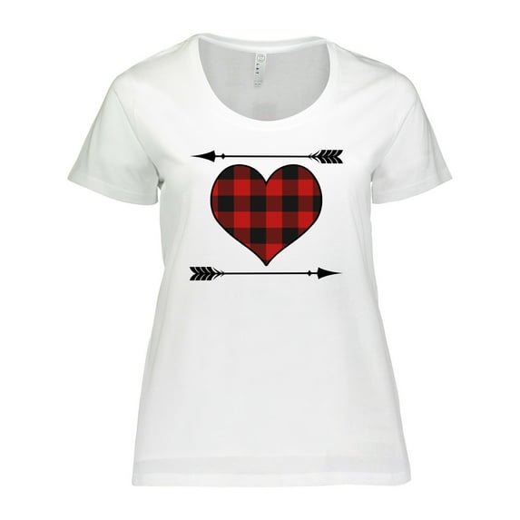 Inktastic Buffalo Plaid Valentines Day Heart Women's Plus Size T-Shirt