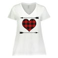 thumbnail image 1 of Inktastic Buffalo Plaid Valentines Day Heart Women's Plus Size V-Neck T-Shirt, 1 of 5