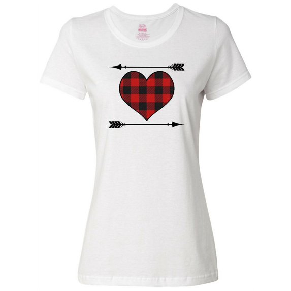 Inktastic Buffalo Plaid Valentines Day Heart Women's T-Shirt