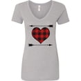 thumbnail image 1 of Inktastic Buffalo Plaid Valentines Day Heart Women's V-Neck T-Shirt, 1 of 5