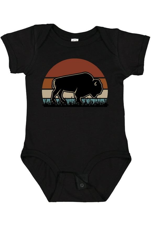 Buffalo Retro Sunset Bison Boys or Girls Baby Bodysuit