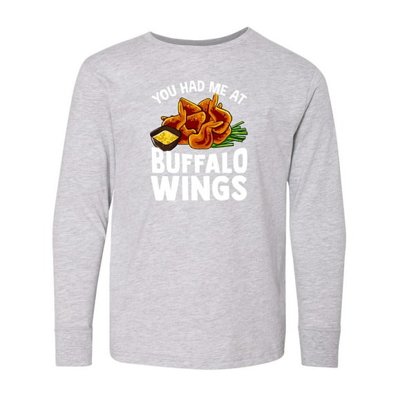 Inktastic Buffalo Wings Game Day Snack Long Sleeve Youth T-Shirt