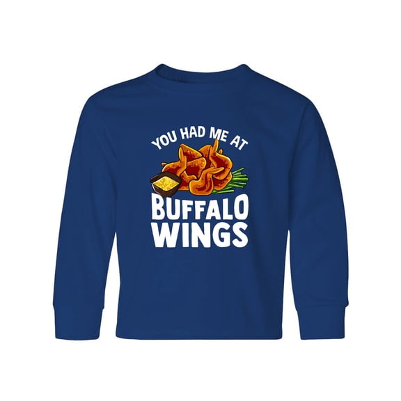Inktastic Buffalo Wings Game Day Snack Long Sleeve Youth T-Shirt