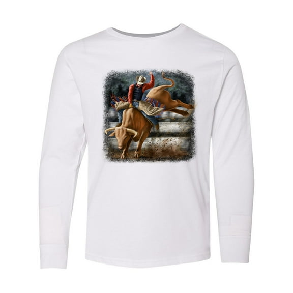 Inktastic Bull Riding Long Sleeve Youth T-Shirt