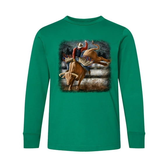 Inktastic Bull Riding Long Sleeve Youth T-Shirt