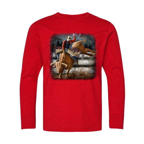 Inktastic Bull Riding Long Sleeve Youth T-Shirt