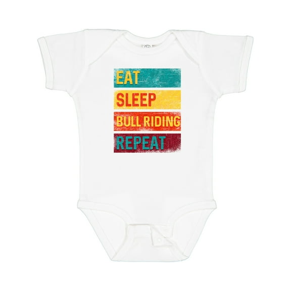 Inktastic Bull Riding Rodeo Eat Sleep Bull Riding Repeat Boys or Girls Baby Bodysuit