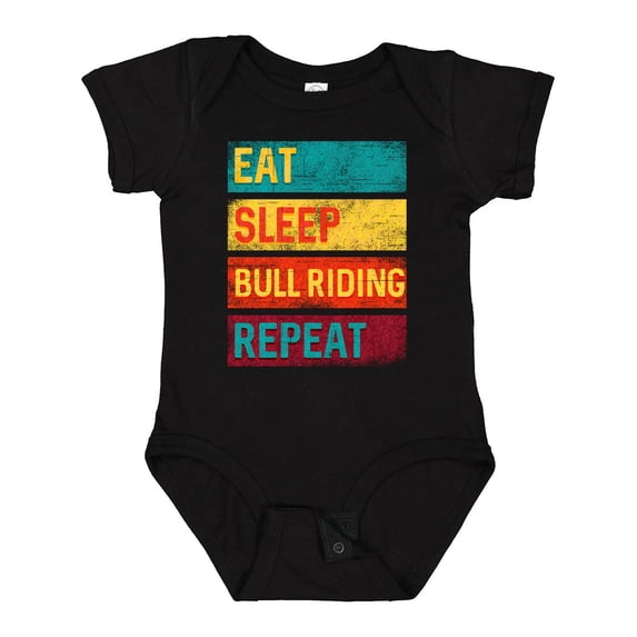 Inktastic Bull Riding Rodeo Eat Sleep Bull Riding Repeat Boys or Girls Baby Bodysuit
