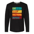 thumbnail image 1 of Inktastic Bull Riding Rodeo Eat Sleep Bull Riding Repeat Long Sleeve T-Shirt, 1 of 5