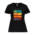 thumbnail image 1 of Inktastic Bull Riding Rodeo Eat Sleep Bull Riding Repeat Women's Plus Size T-Shirt, 1 of 5