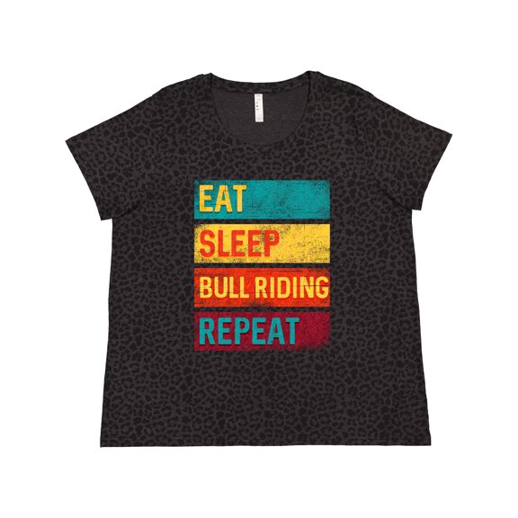 Inktastic Bull Riding Rodeo Eat Sleep Bull Riding Repeat Women's Plus Size T-Shirt