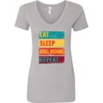 thumbnail image 1 of Inktastic Bull Riding Rodeo Eat Sleep Bull Riding Repeat Women's V-Neck T-Shirt, 1 of 5