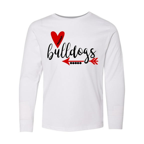 Inktastic Bulldogs with Heart and Arrow Long Sleeve Youth T-Shirt