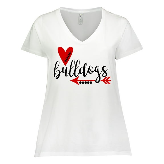 Inktastic Bulldogs with Heart and Arrow Women's Plus Size V-Neck T-Shirt