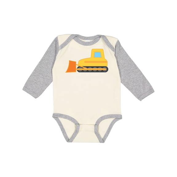 Inktastic Bulldozer Construction Truck Boys or Girls Long Sleeve Baby Bodysuit