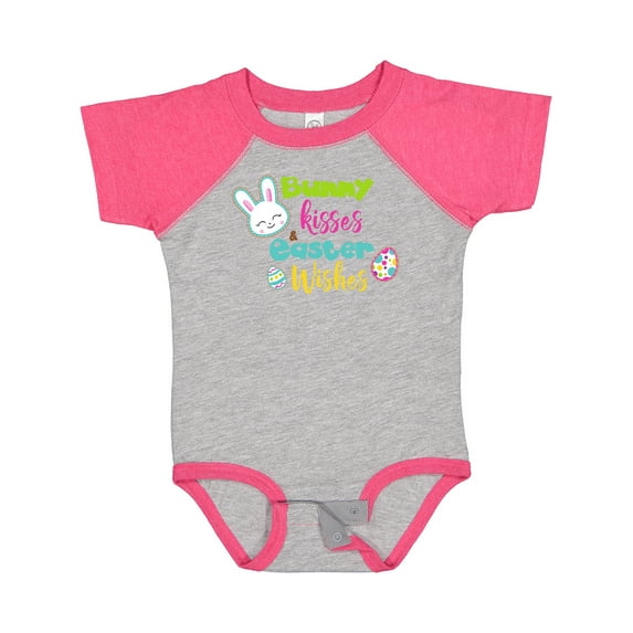 Inktastic Bunny Kisses Easter Wishes, Bunny, Easter Egg Boys or Girls Baby Bodysuit