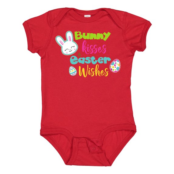 Inktastic Bunny Kisses Easter Wishes, Bunny, Easter Egg Boys or Girls Baby Bodysuit