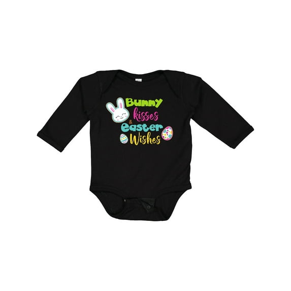 Inktastic Bunny Kisses Easter Wishes, Bunny, Easter Egg Boys or Girls Long Sleeve Baby Bodysuit