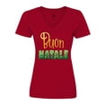thumbnail image 1 of Inktastic Buon Natale- Christmas Tree Lights Women's V-Neck T-Shirt, 1 of 5