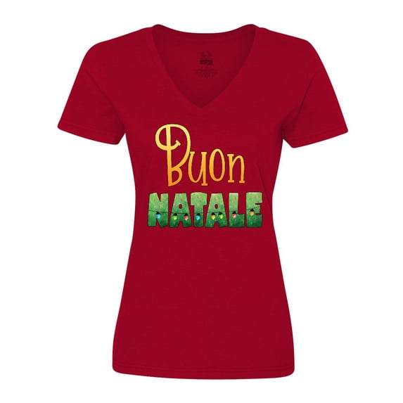 Inktastic Buon Natale- Christmas Tree Lights Women's V-Neck T-Shirt