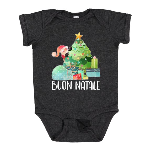 Inktastic Buon Natale Cute Santa and Christmas Tree Boys or Girls Baby Bodysuit