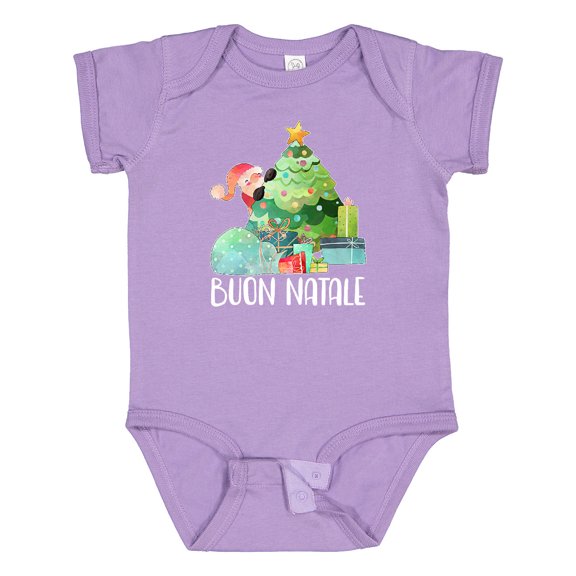 Inktastic Buon Natale Cute Santa and Christmas Tree Boys or Girls Baby Bodysuit