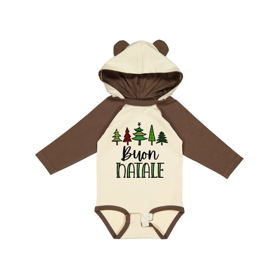 Inktastic Buon Natale Festive Christmas Trees Boys or Girls Long Sleeve Baby Bodysuit