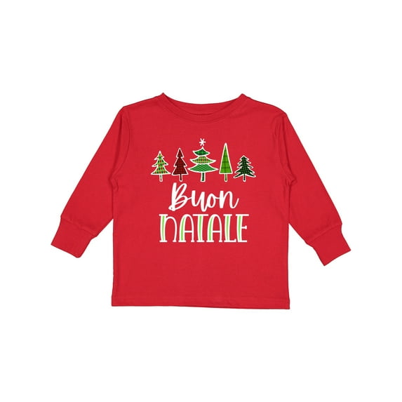 Inktastic Buon Natale Festive Christmas Trees Boys or Girls Long Sleeve Toddler T-Shirt