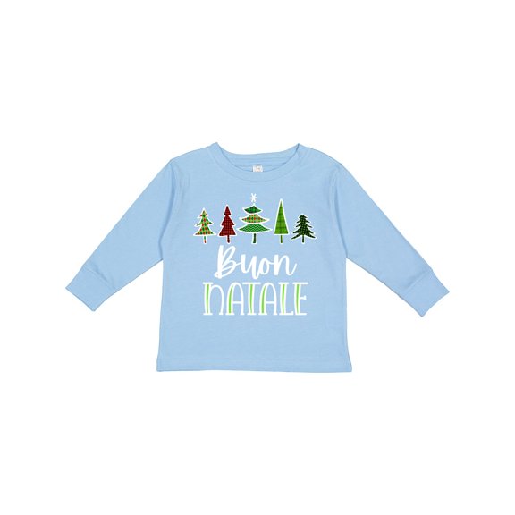 Inktastic Buon Natale Festive Christmas Trees Boys or Girls Long Sleeve Toddler T-Shirt