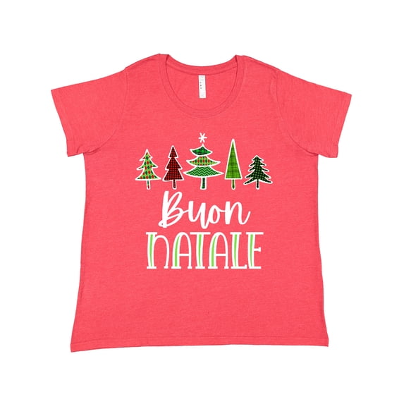 Inktastic Buon Natale Festive Christmas Trees Women's Plus Size T-Shirt