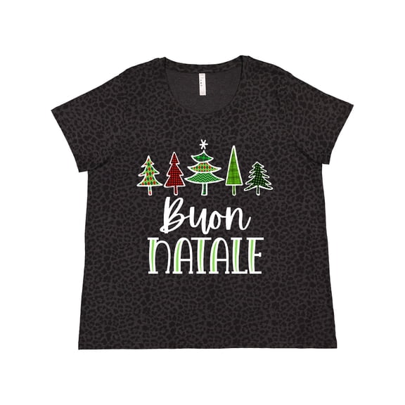 Inktastic Buon Natale Festive Christmas Trees Women's Plus Size T-Shirt