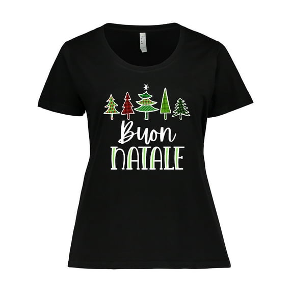 Inktastic Buon Natale Festive Christmas Trees Women's Plus Size T-Shirt