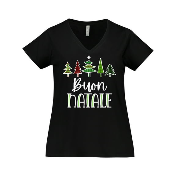 Inktastic Buon Natale Festive Christmas Trees Women's Plus Size V-Neck T-Shirt