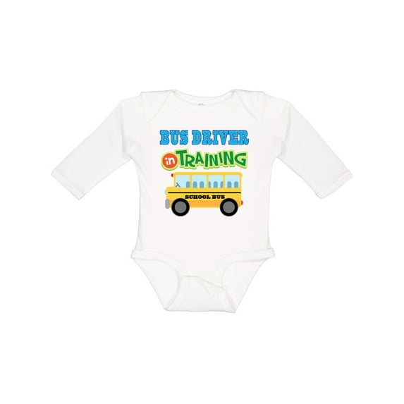 Inktastic Bus Driver in Training Boys or Girls Long Sleeve Baby Bodysuit