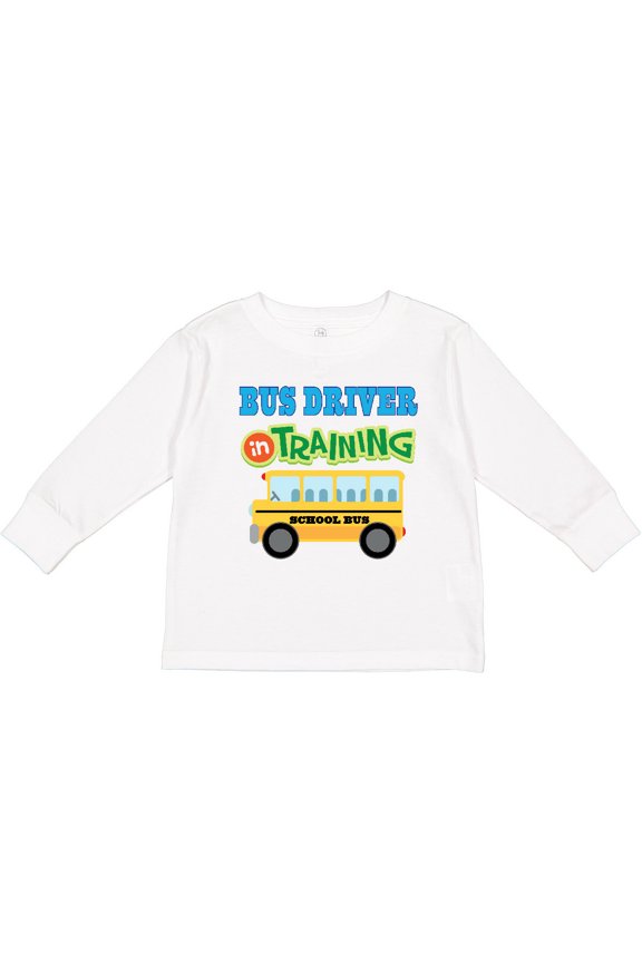 Bus Driver in Training Boys or Girls Long Sleeve Toddler T-Shirt