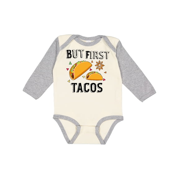 Inktastic But First Tacos Boys or Girls Long Sleeve Baby Bodysuit