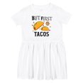 thumbnail image 1 of Inktastic But First Tacos Girls Toddler Dress, 1 of 5