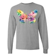 thumbnail image 1 of Inktastic Butterfly Shape with Colorful Flowers Long Sleeve T-Shirt, 1 of 5