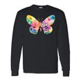 thumbnail image 1 of Inktastic Butterfly Shape with Colorful Flowers Long Sleeve T-Shirt, 1 of 5
