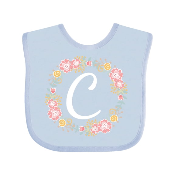Inktastic C Monogram Alphabet Letter Rose Floral Wreath Girls Baby Bib
