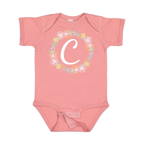 Inktastic C Monogram Alphabet Letter Rose Floral Wreath Girls Baby Bodysuit