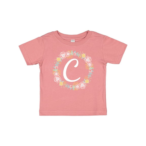 Inktastic C Monogram Alphabet Letter Rose Floral Wreath Girls Baby T-Shirt
