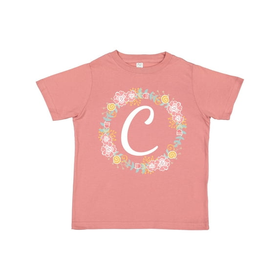 Inktastic C Monogram Alphabet Letter Rose Floral Wreath Girls Toddler T-Shirt