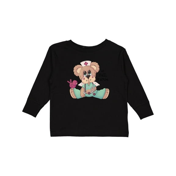 Inktastic CNA An Angel in Scrubs Teddy Bear Boys Long Sleeve Toddler T-Shirt