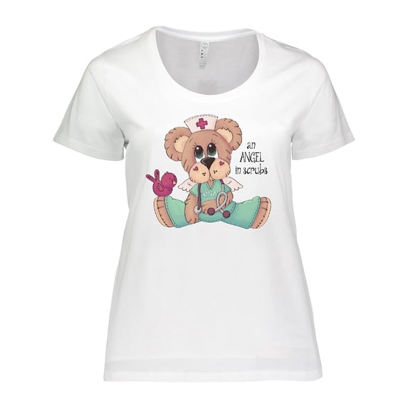Inktastic CNA An Angel in Scrubs Teddy Bear Women's Plus Size T-Shirt