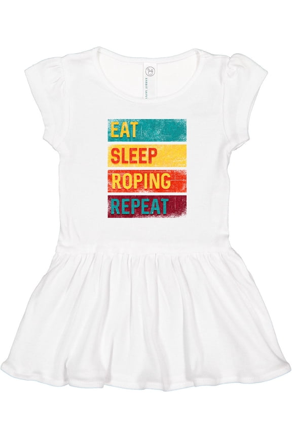 Calf Roping Rodeo Eat Sleep Roping Repeat Girls Toddler Dress